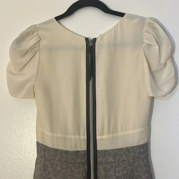 Rebecca Taylor | Fitted Retro style silk/linen blend dress Womens size 2 leopard - Picture 7 of 13